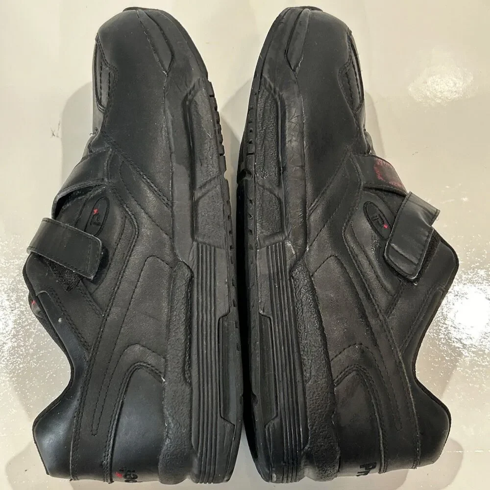 Propet Ped Walker Men 11 5E Wide Strap Orthotic Shoes Black Leather Sneakers